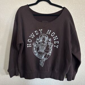 Ariat Dark Brown 'Howdy Honey' Crew Neck Sweater
